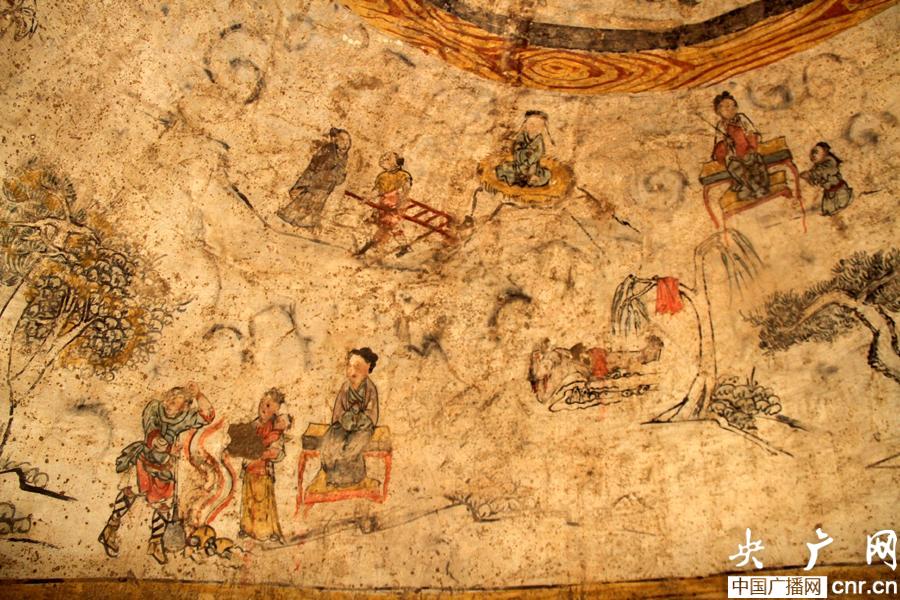 罗圪台壁画墓东壁孝子图(陕西省考古研究院供图)
