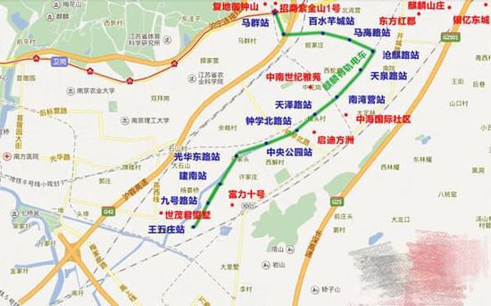 南京麒麟有轨电车路线示意图