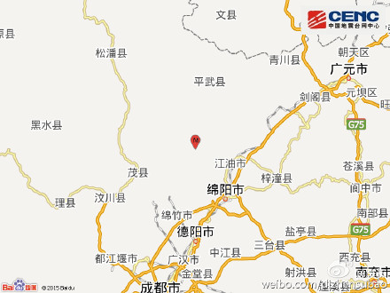 四川省绵阳市北川羌族自治县发生3.6级地震