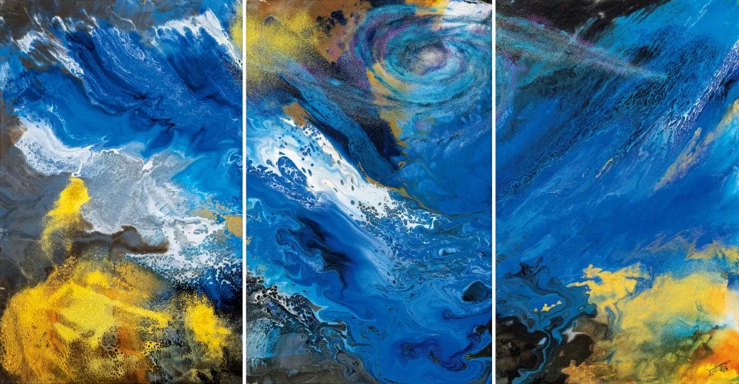 《汇》    布面油画    综合材料    170cm×325cm