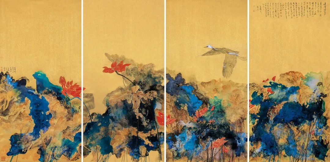 《汉霄苍茫》    设色金笺    200cm×400cm